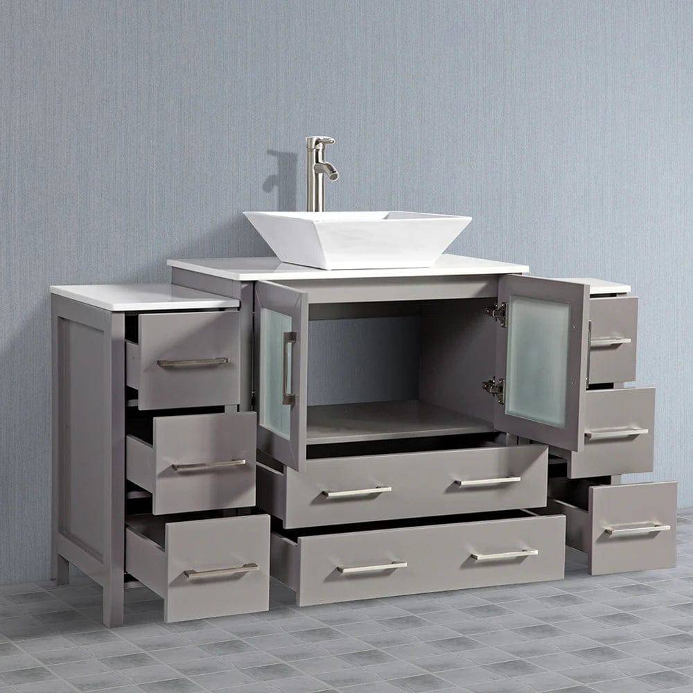 54 in. Single Sink Bathroom Vanity Combo Set in Gray - Decohub Home