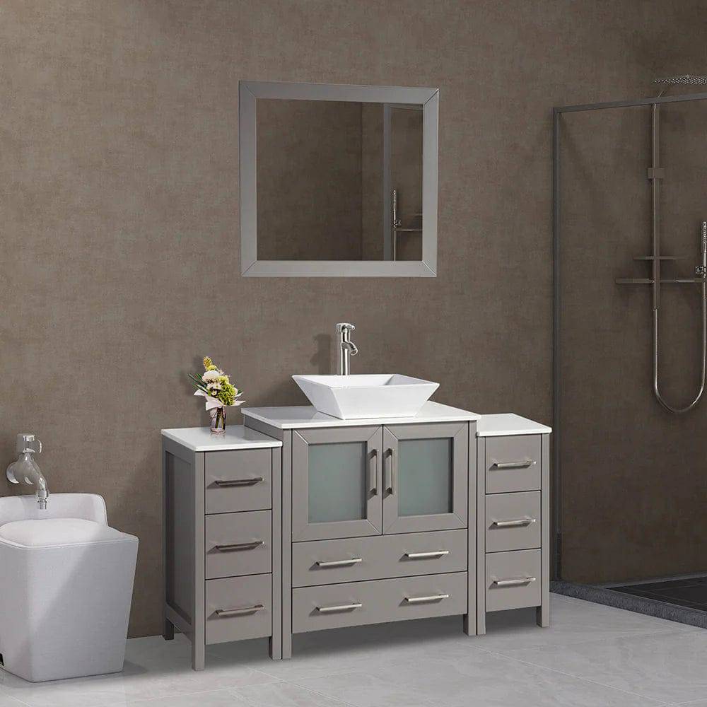 54 in. Single Sink Bathroom Vanity Combo Set in Gray - Decohub Home