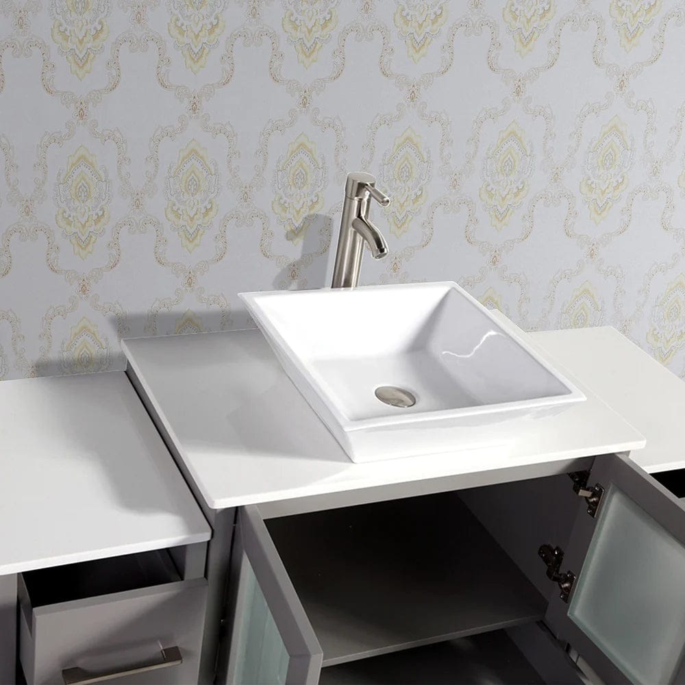 54 in. Single Sink Bathroom Vanity Combo Set in Gray - Decohub Home