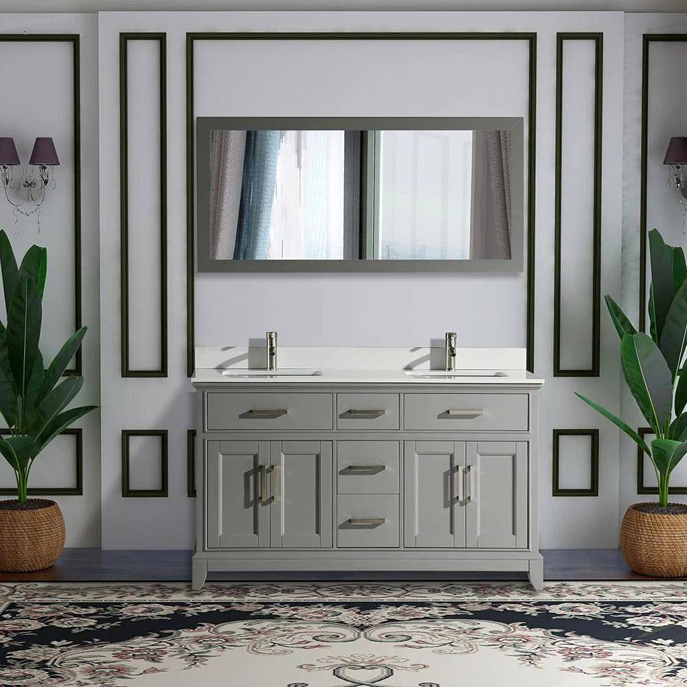60 in. Double Sink Bathroom Vanity Set in Gray - Decohub Home