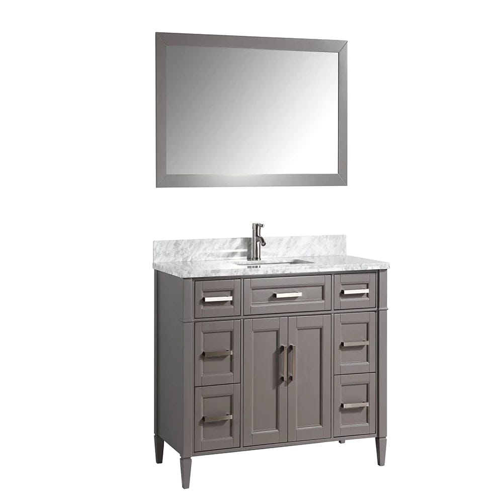 60 in. Single Sink Bathroom Vanity Set in Gray ,Carrara Marble Stone Top - Decohub Home