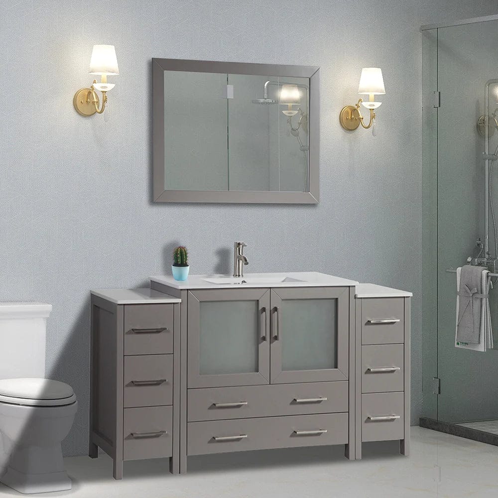60 in. Single Sink Modern Bathroom Vanity Compact Set in Gray - Decohub Home