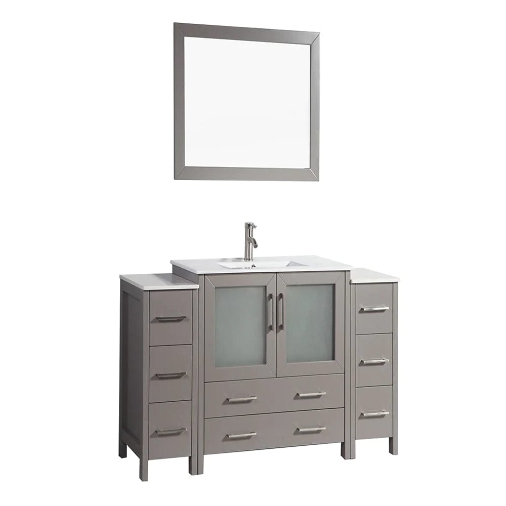 60 in. Single Sink Modern Bathroom Vanity Compact Set in Gray - Decohub Home