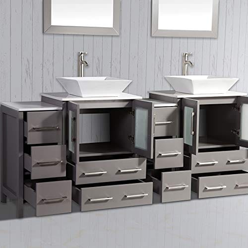 72 in. Double Sink Bathroom Vanity Combo Set in Gray - Decohub Home