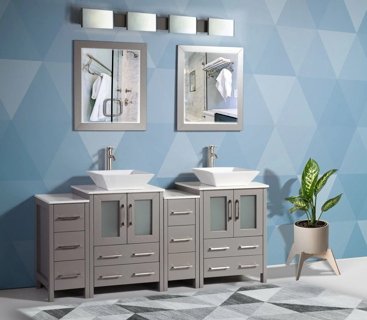 72 in. Double Sink Bathroom Vanity Combo Set in Gray - Decohub Home