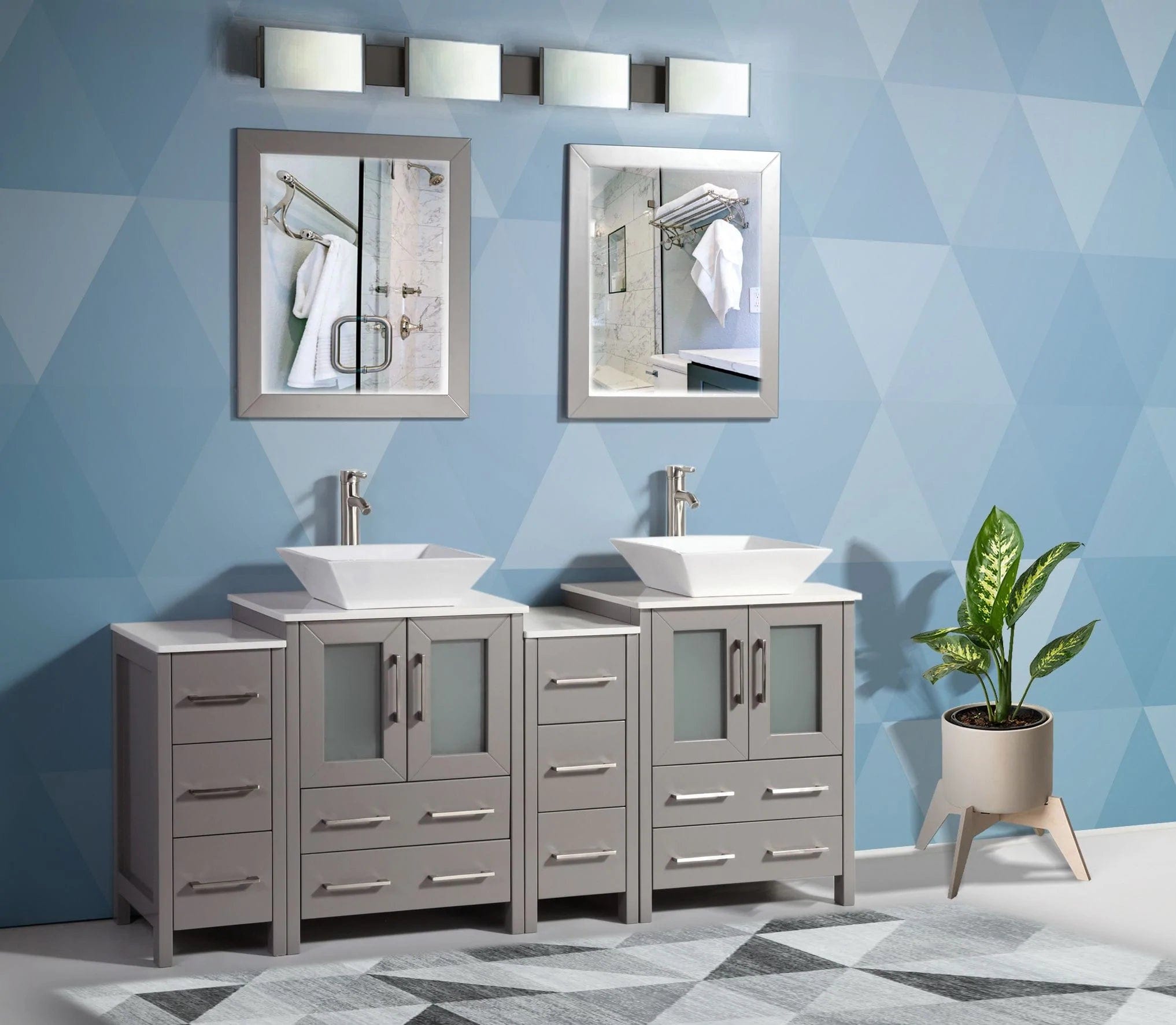 72 in. Double Sink Bathroom Vanity Combo Set in Gray - Decohub Home