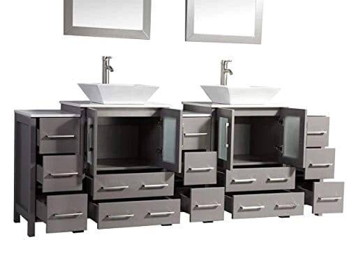84 in. Double Sink Bathroom Vanity Combo Set in Gray - Decohub Home