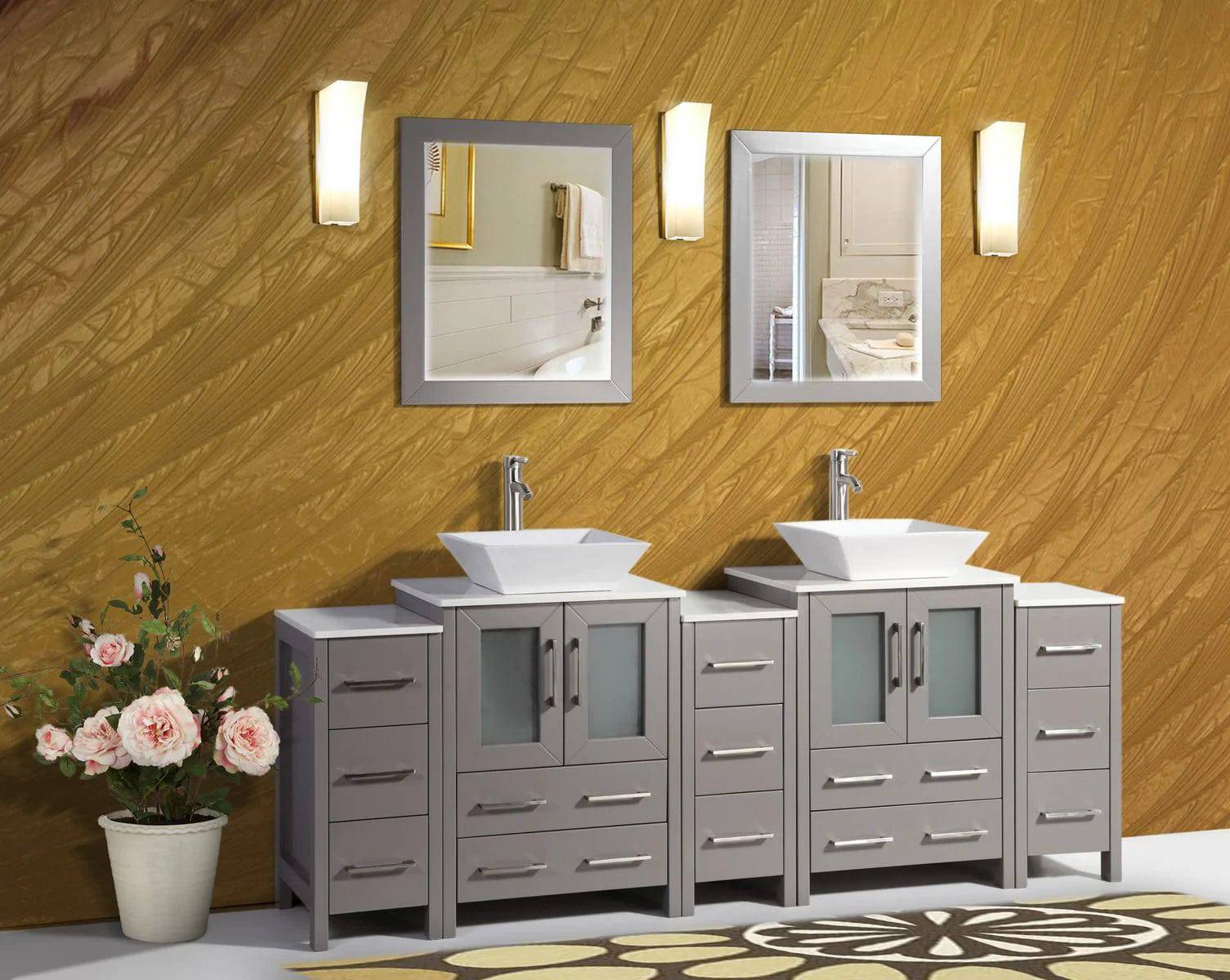84 in. Double Sink Bathroom Vanity Combo Set in Gray - Decohub Home