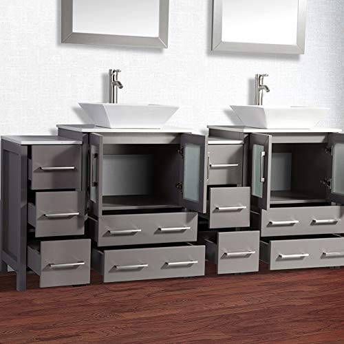 84 in. Double Sink Bathroom Vanity Combo Set in Gray - Decohub Home
