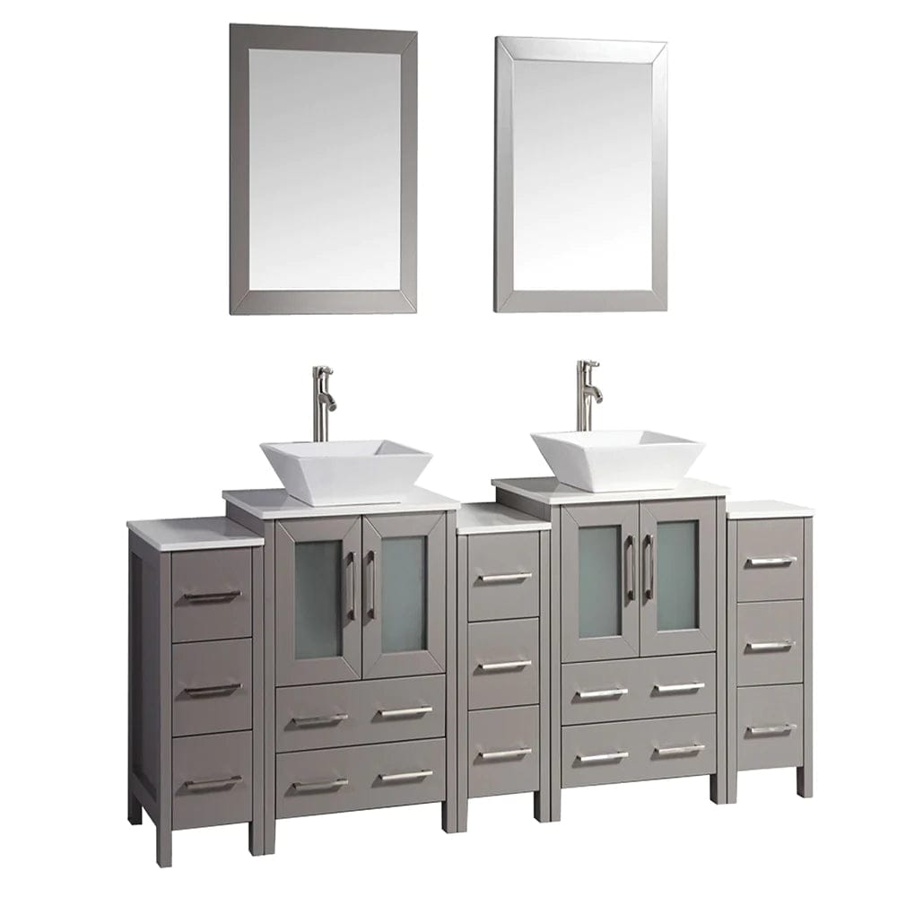 84 in. Double Sink Bathroom Vanity Combo Set in Gray - Decohub Home