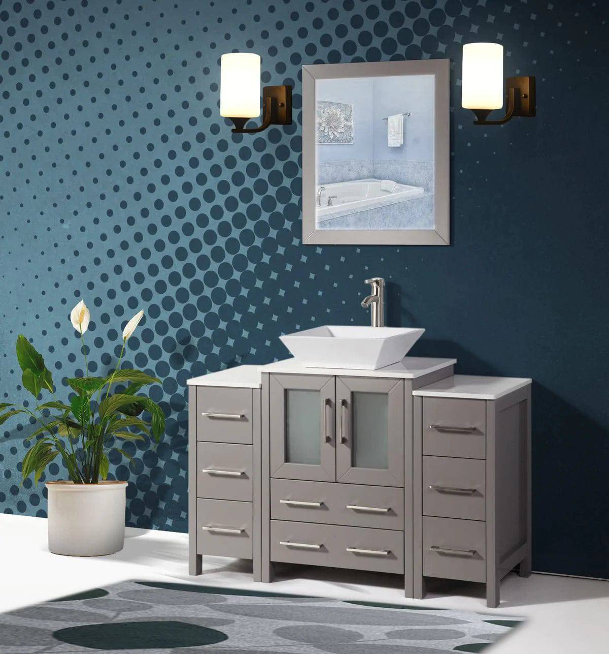 48 in. Single Sink Bathroom Vanity Combo Set in Gray - Decohub Home