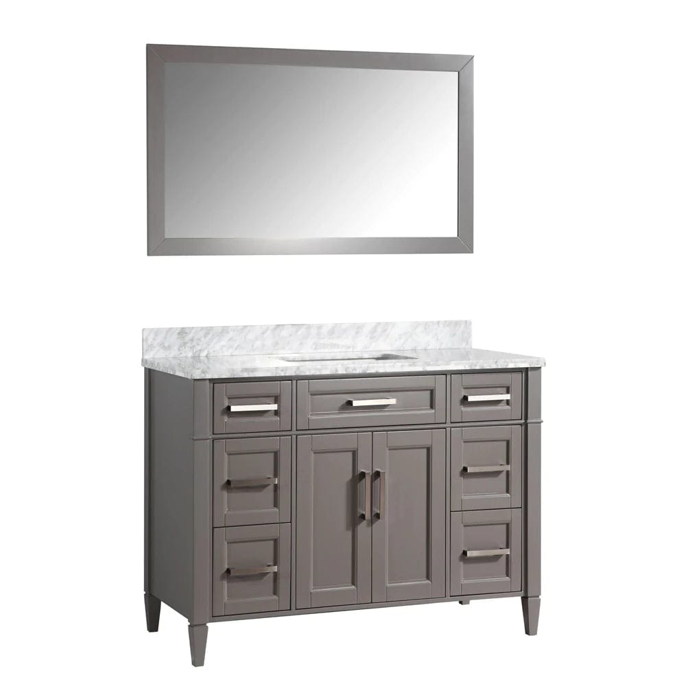 48 in. Single Sink Bathroom Vanity Set in Gray,Carrara Marble Stone Top - Decohub Home