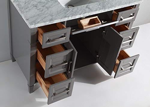 48 in. Single Sink Bathroom Vanity Set in Gray,Carrara Marble Stone Top - Decohub Home