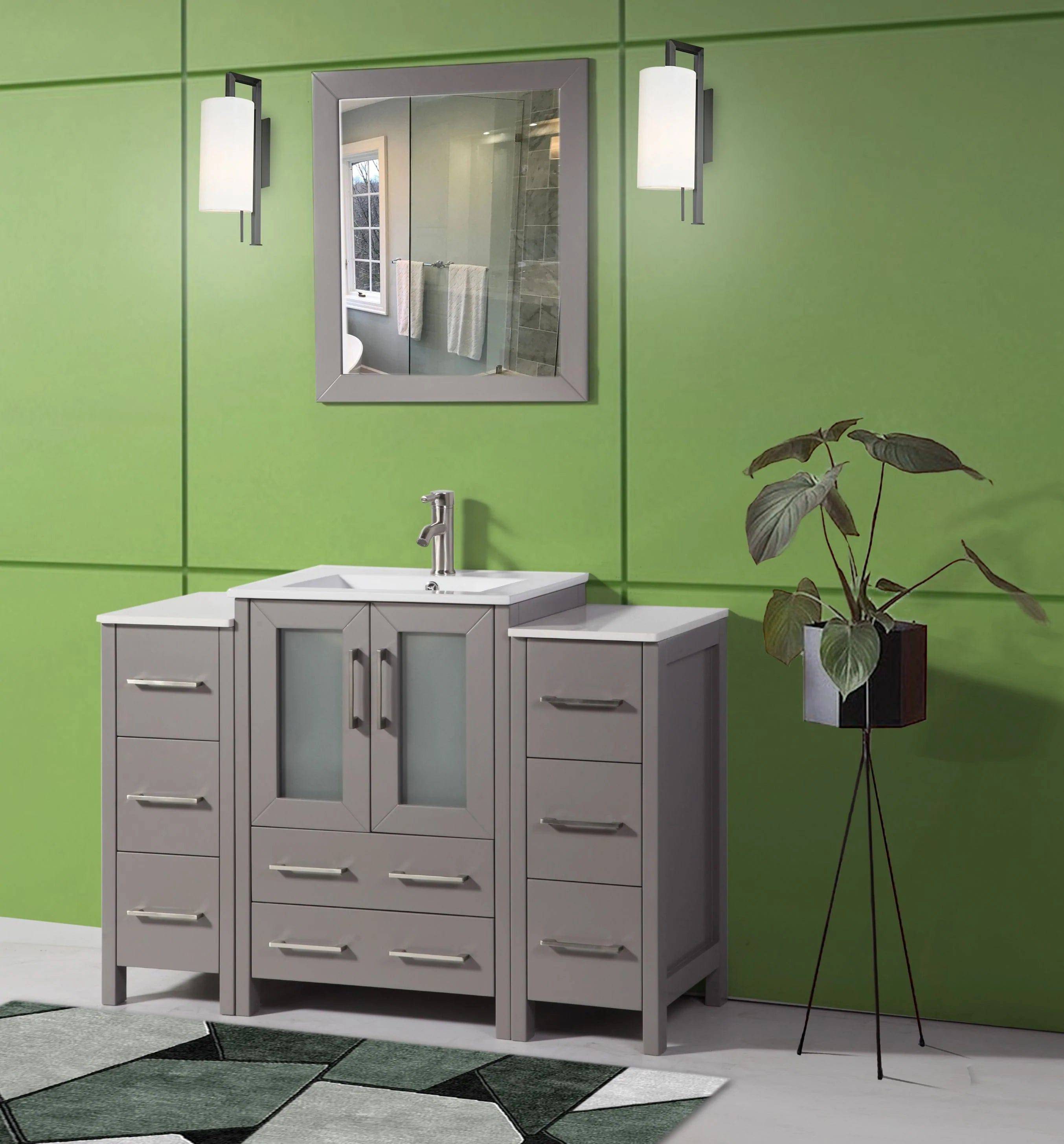 48 in. Single Sink Modern Bathroom Vanity Combo Set in Gray - Decohub Home