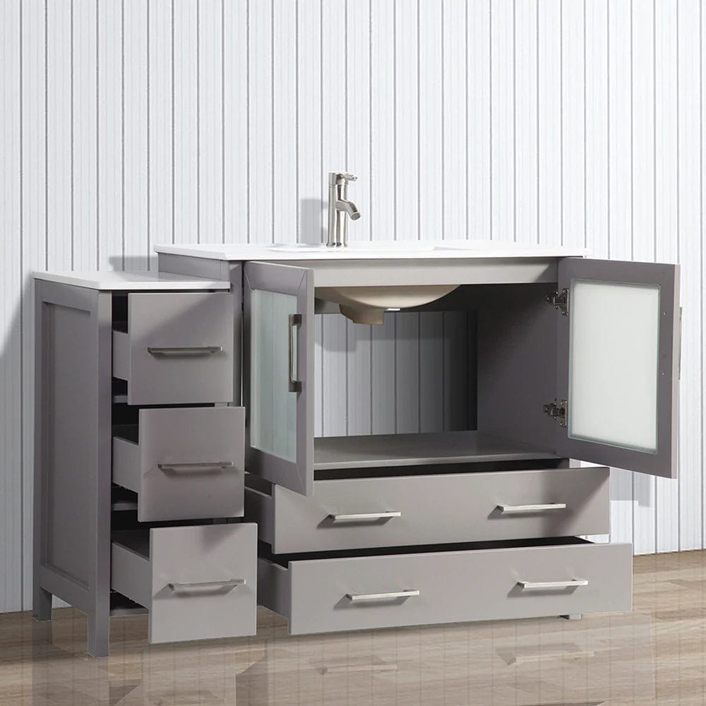 48 in. Single Sink Modern Bathroom Vanity Compact Set in Gray - Decohub Home
