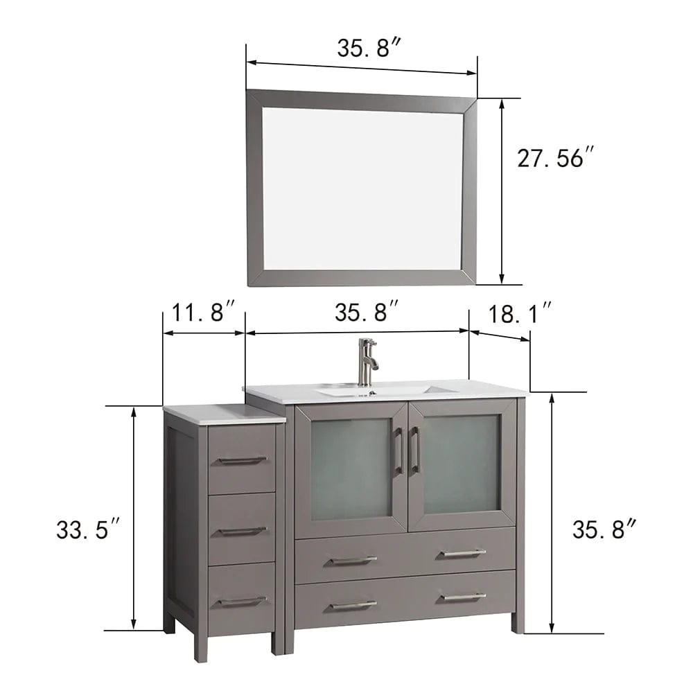 48 in. Single Sink Modern Bathroom Vanity Compact Set in Gray - Decohub Home