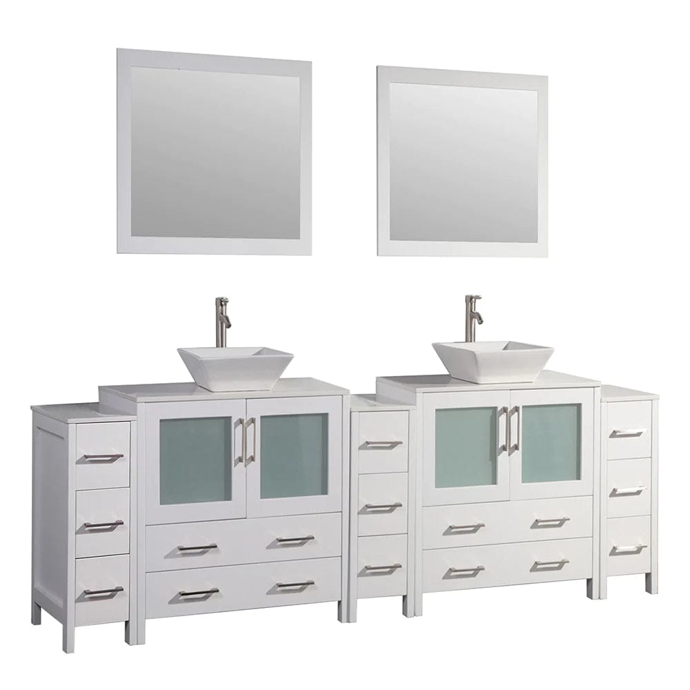 108 in. Double Sink Bathroom Vanity Combo Set in White - Decohub Home