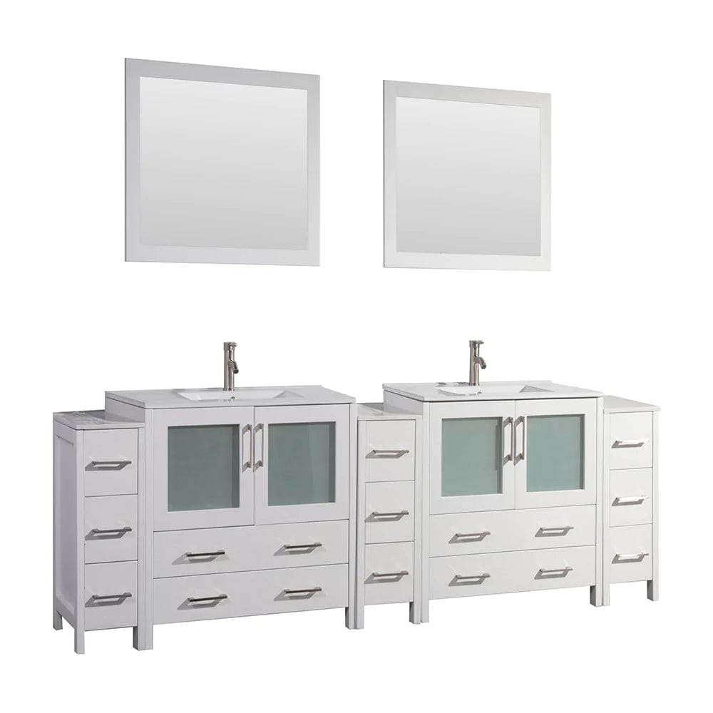 108 in. Double Sink Modern Bathroom Vanity Compact Set in White - Decohub Home