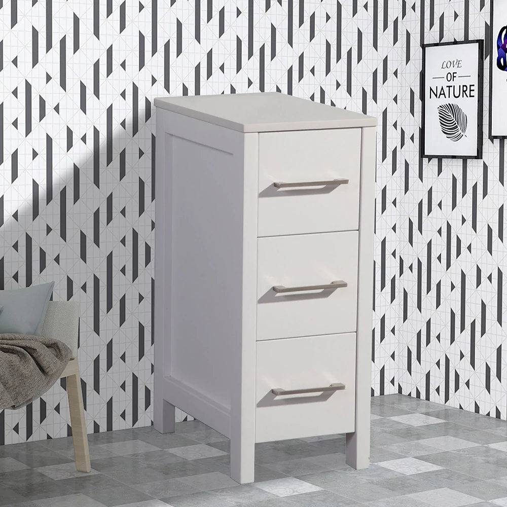 12 in. Bathroom Cabinet 3 Drawer Side Storage Organizer in White - Decohub Home