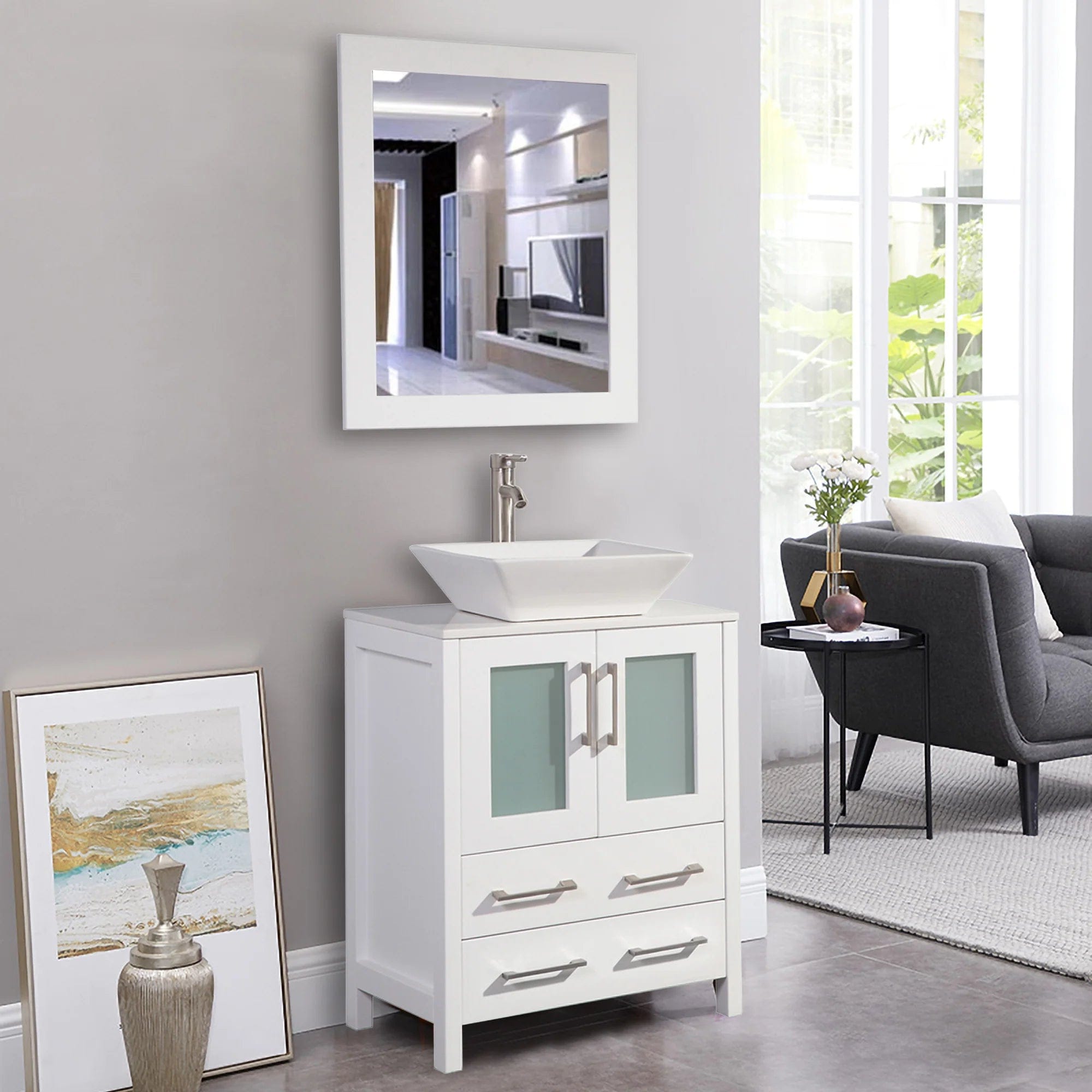 24 in. Single Sink Bathroom Vanity Combo Set in White - Decohub Home