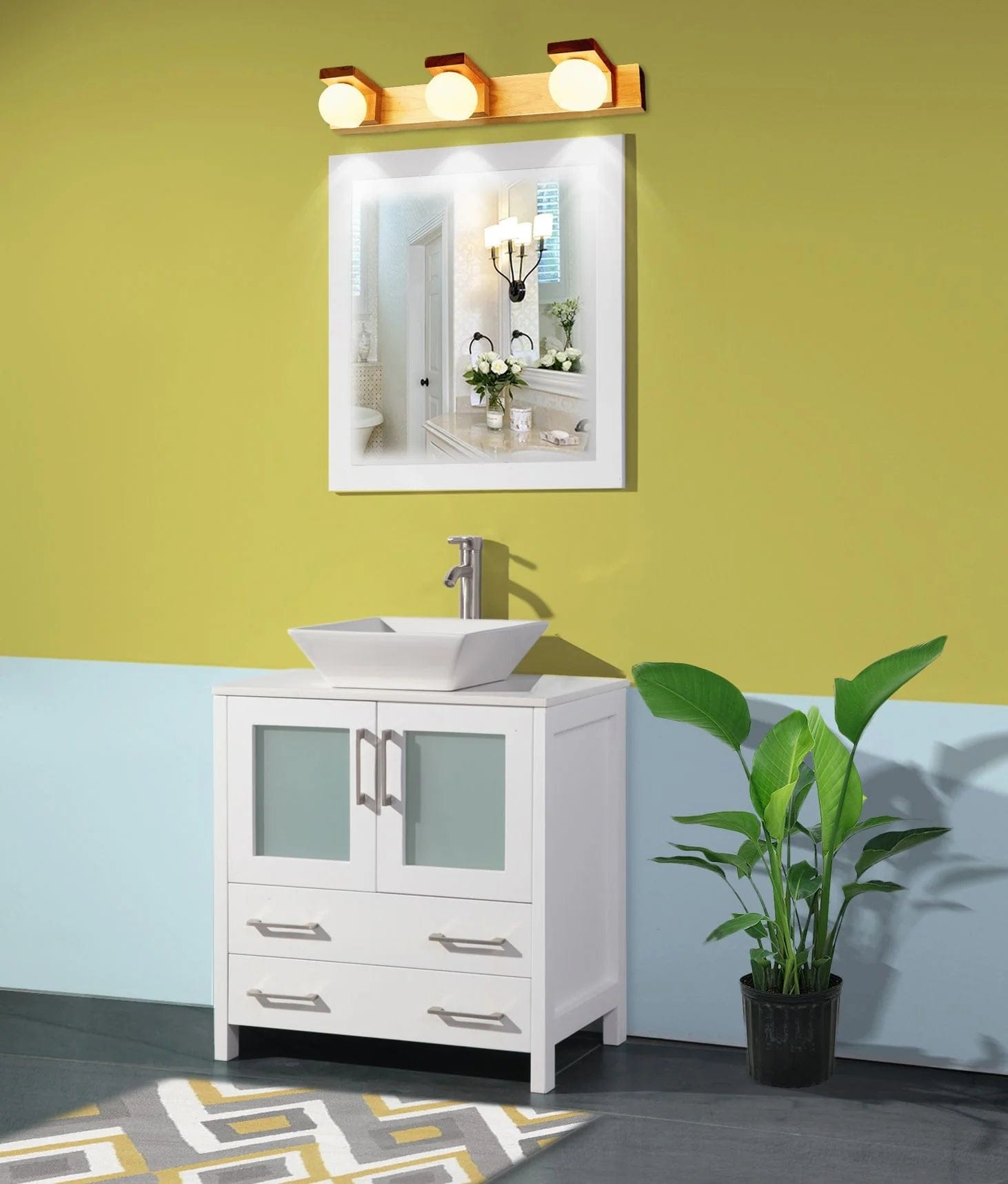 30 in. Single Sink Small Bathroom Vanity Set in White - Decohub Home