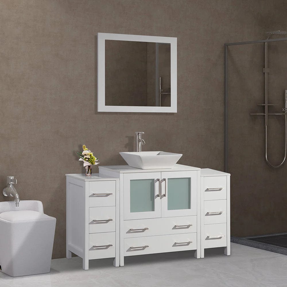54 in. Single Sink Bathroom Vanity Combo Set in White - Decohub Home