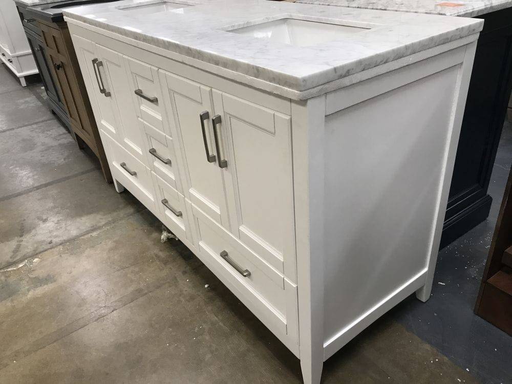 Sandstone 60 in. Vanity in White with Quartz Top