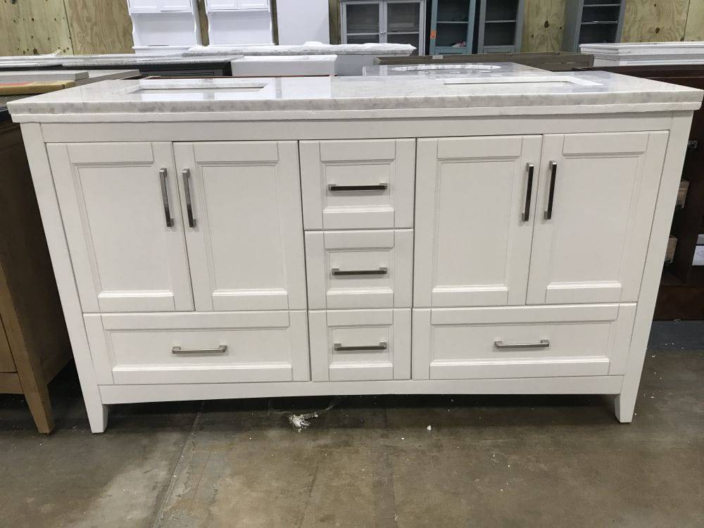 Sandstone 60 in. Vanity in White with Quartz Top