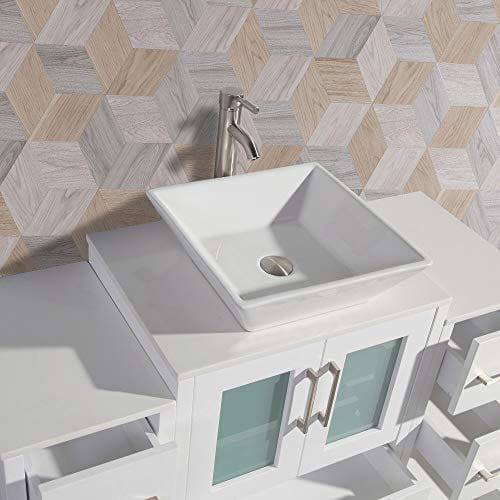 72 in. Double Sink Bathroom Vanity Combo Set in White - Decohub Home
