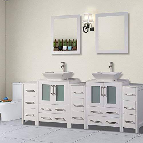 84 in. Double Sink Bathroom Vanity Combo Set in White - Decohub Home