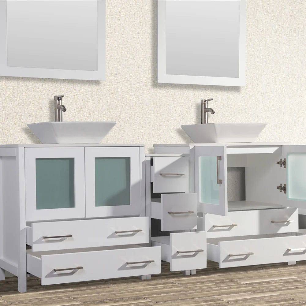 84 in. Double Sink Bathroom Vanity Combo Set in White - Decohub Home