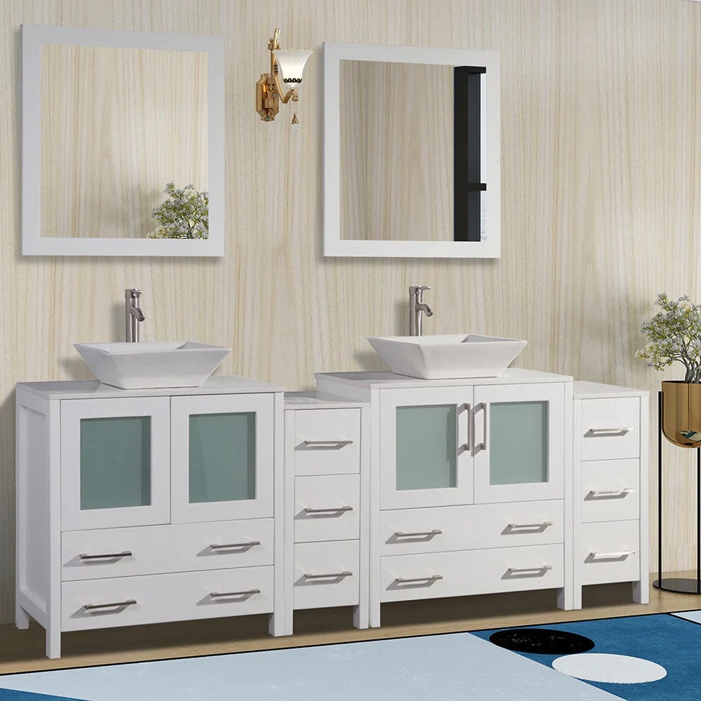 84 in. Double Sink Bathroom Vanity Combo Set in White - Decohub Home