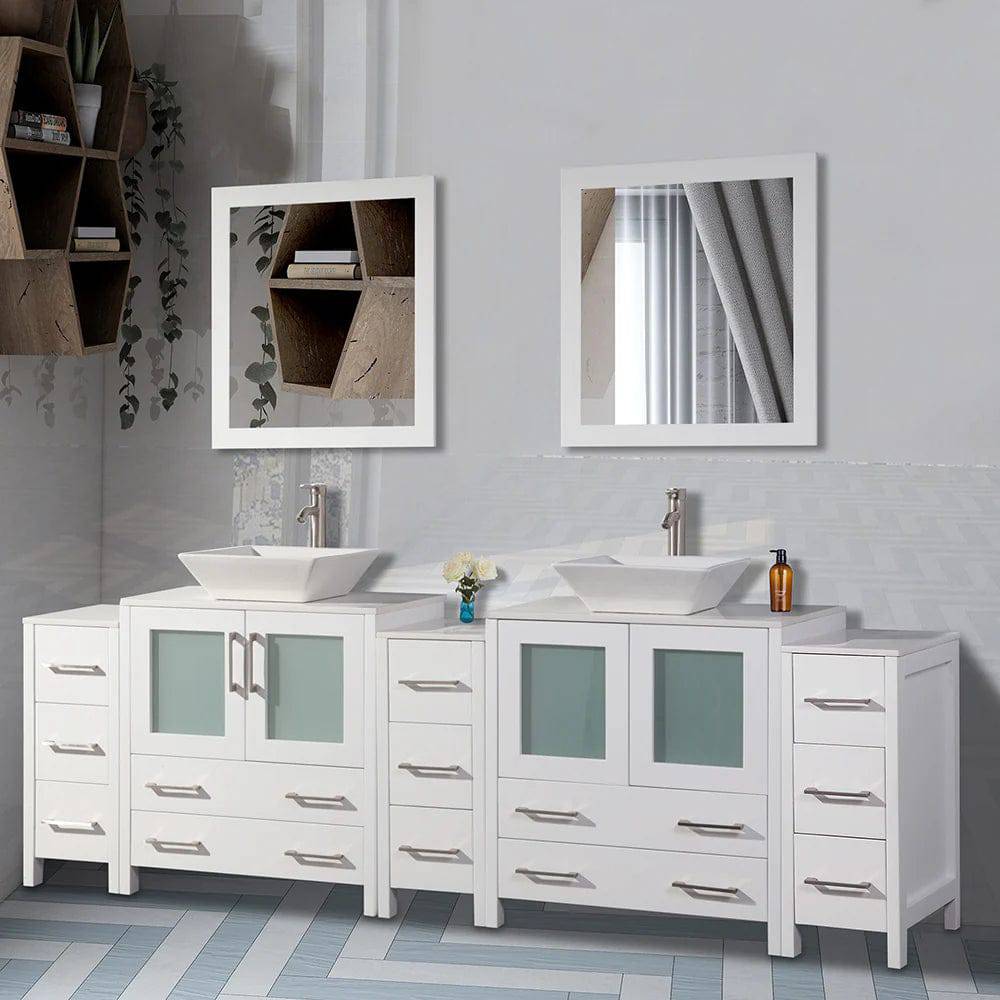 96 in. Double Sink Bathroom Vanity Combo Set in White - Decohub Home