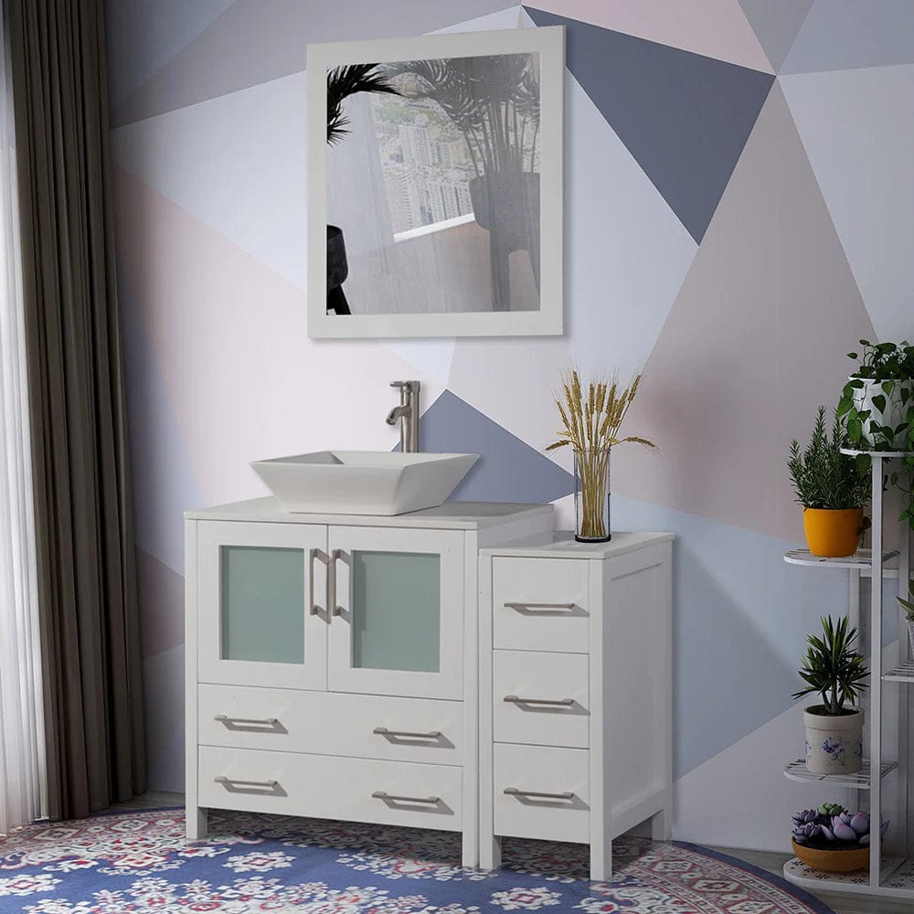 42 in. Single Sink Bathroom Vanity Combo Set in White - Decohub Home