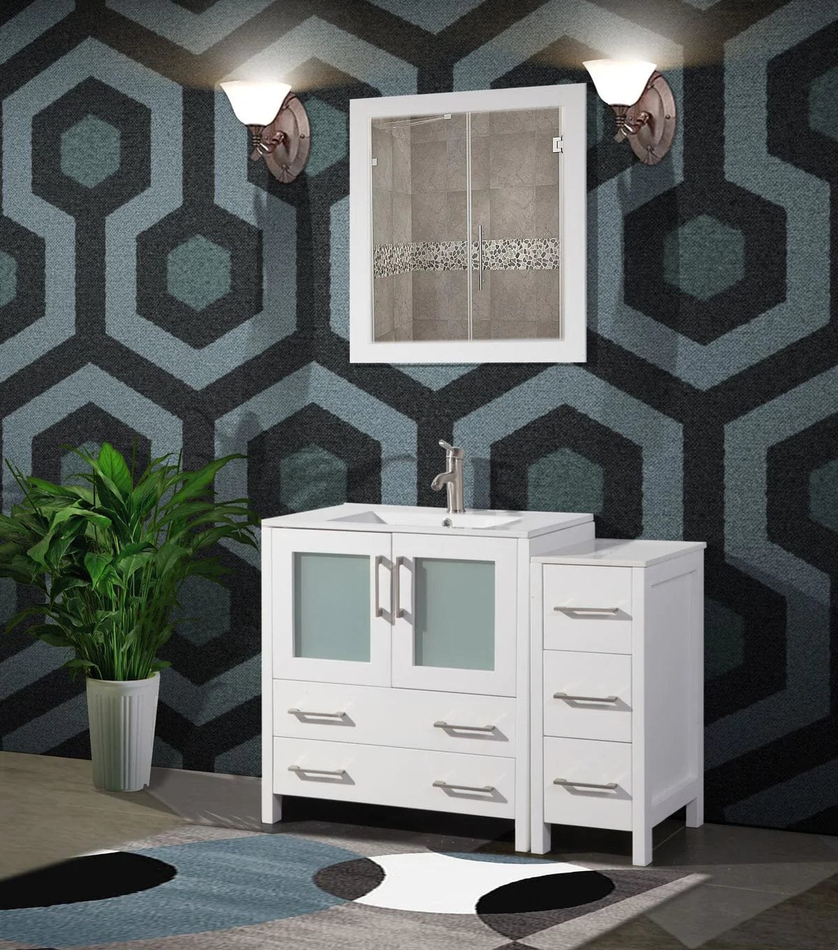 42 in. Single Sink Bathroom Vanity Set in White - Decohub Home