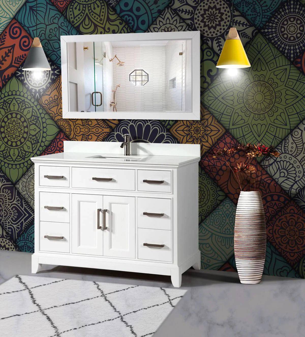 48 in. Single Sink Bathroom Vanity Set in White - Decohub Home