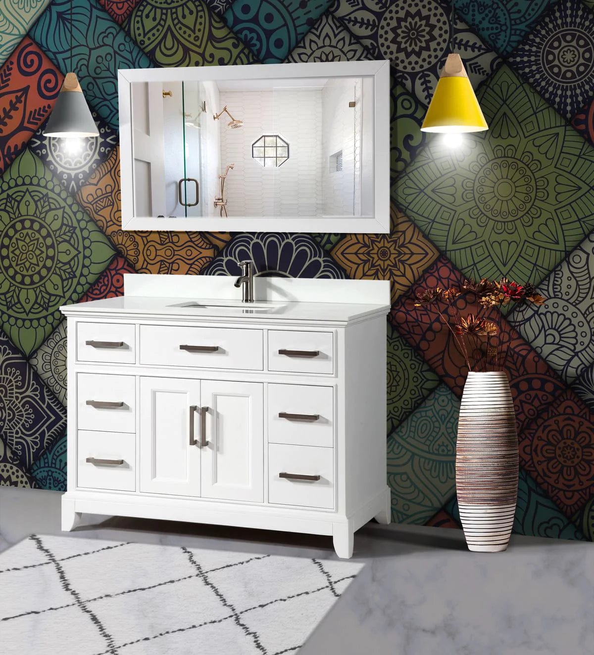 48 in. Single Sink Bathroom Vanity Set in White - Decohub Home