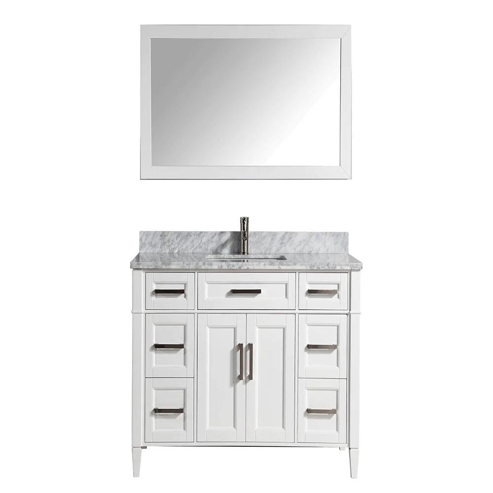 48 in. Single Sink Bathroom Vanity Set in White,Carrara Marble Stone Top - Decohub Home