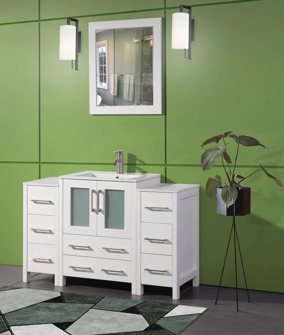 48 in. Single Sink Modern Bathroom Vanity Combo Set in White - Decohub Home