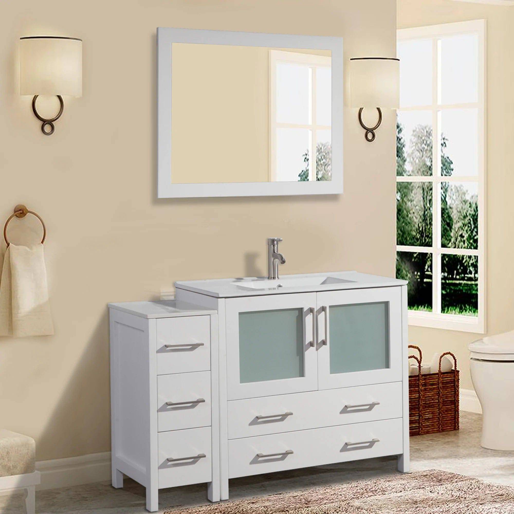 48 in. Single Sink Modern Bathroom Vanity Compact Set in White - Decohub Home