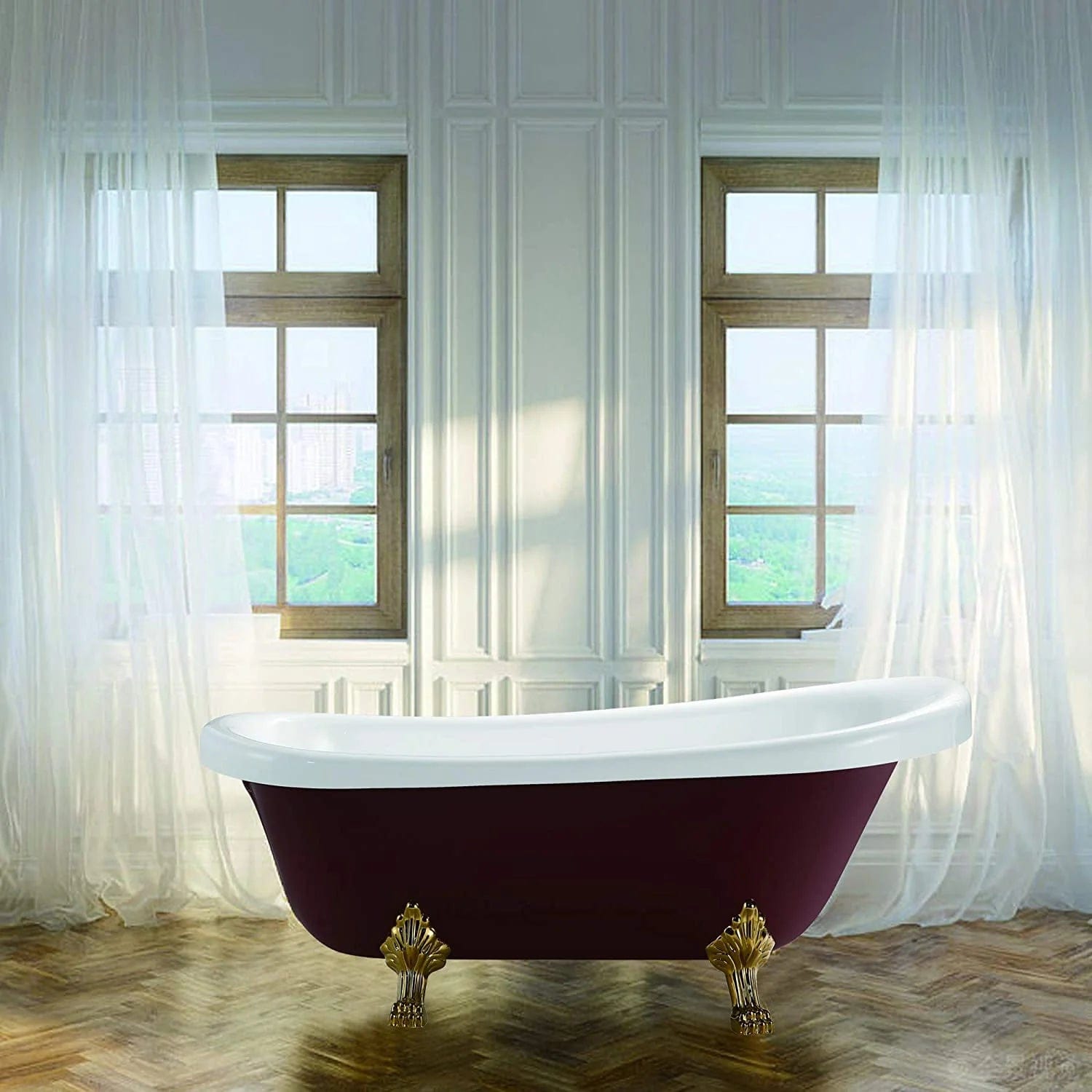 66.9x31.5 in. Freestanding Red Acrylic Bathtub