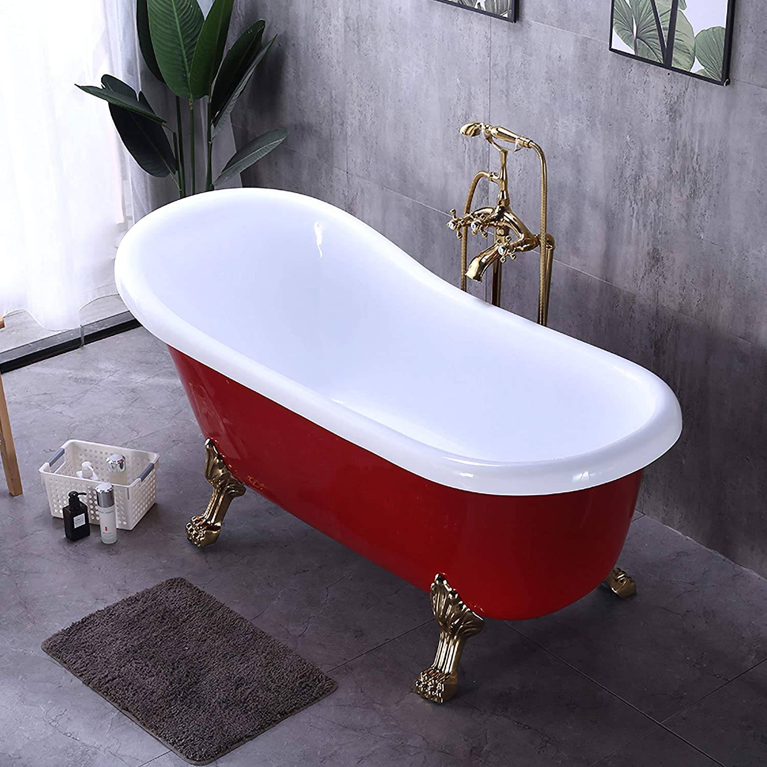 66.9x31.5 in. Freestanding Red Acrylic Bathtub
