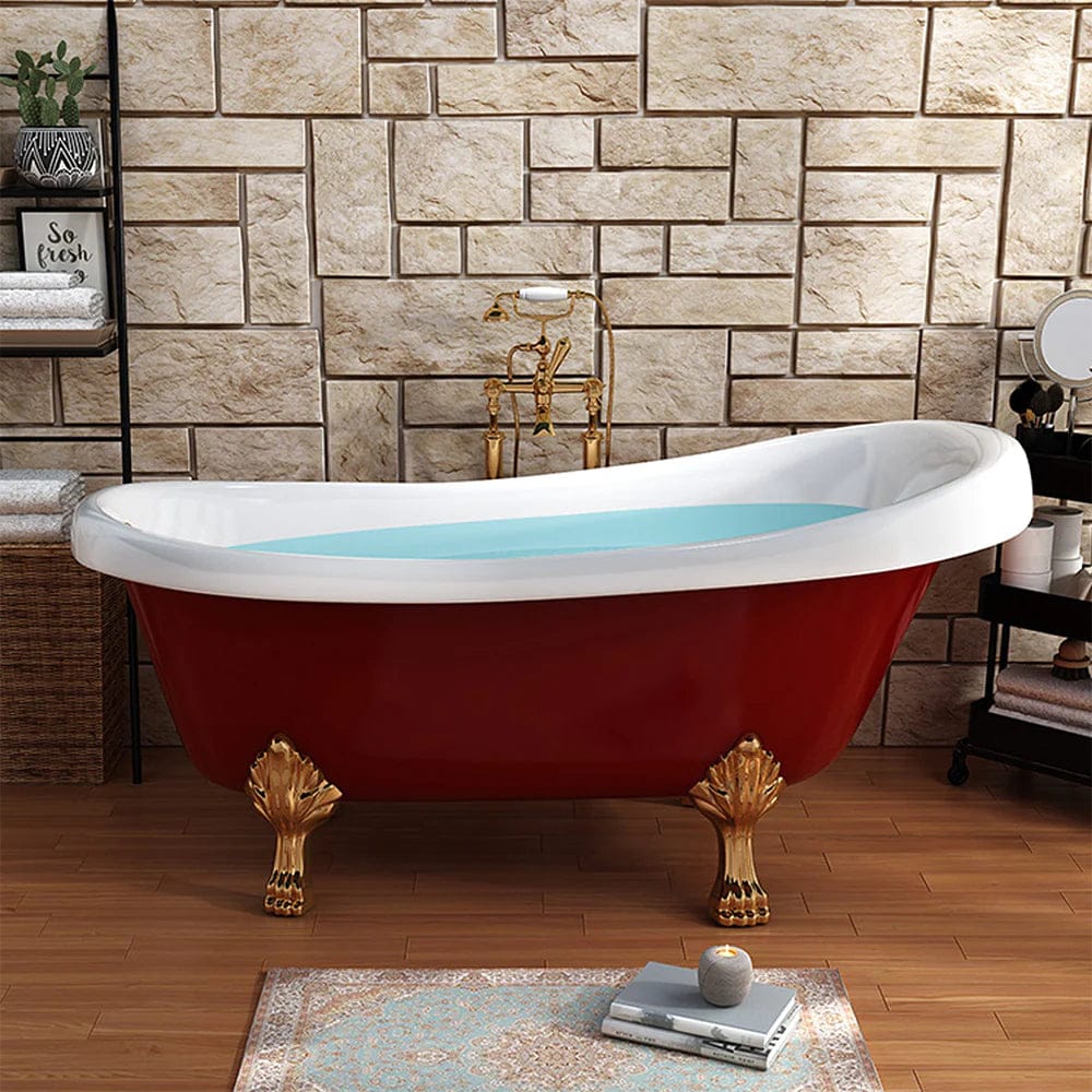 66.9x31.5 in. Freestanding Red Acrylic Bathtub