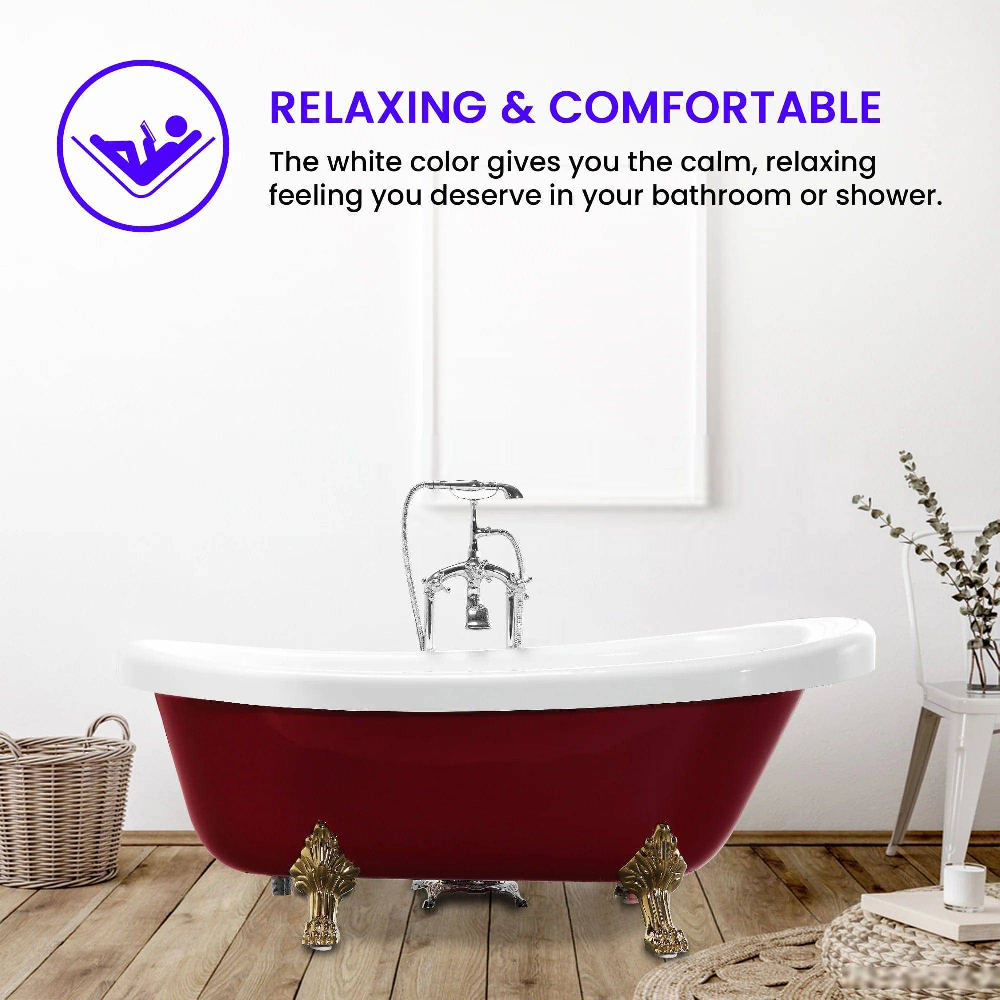 66.9x31.5 in. Freestanding Red Acrylic Bathtub