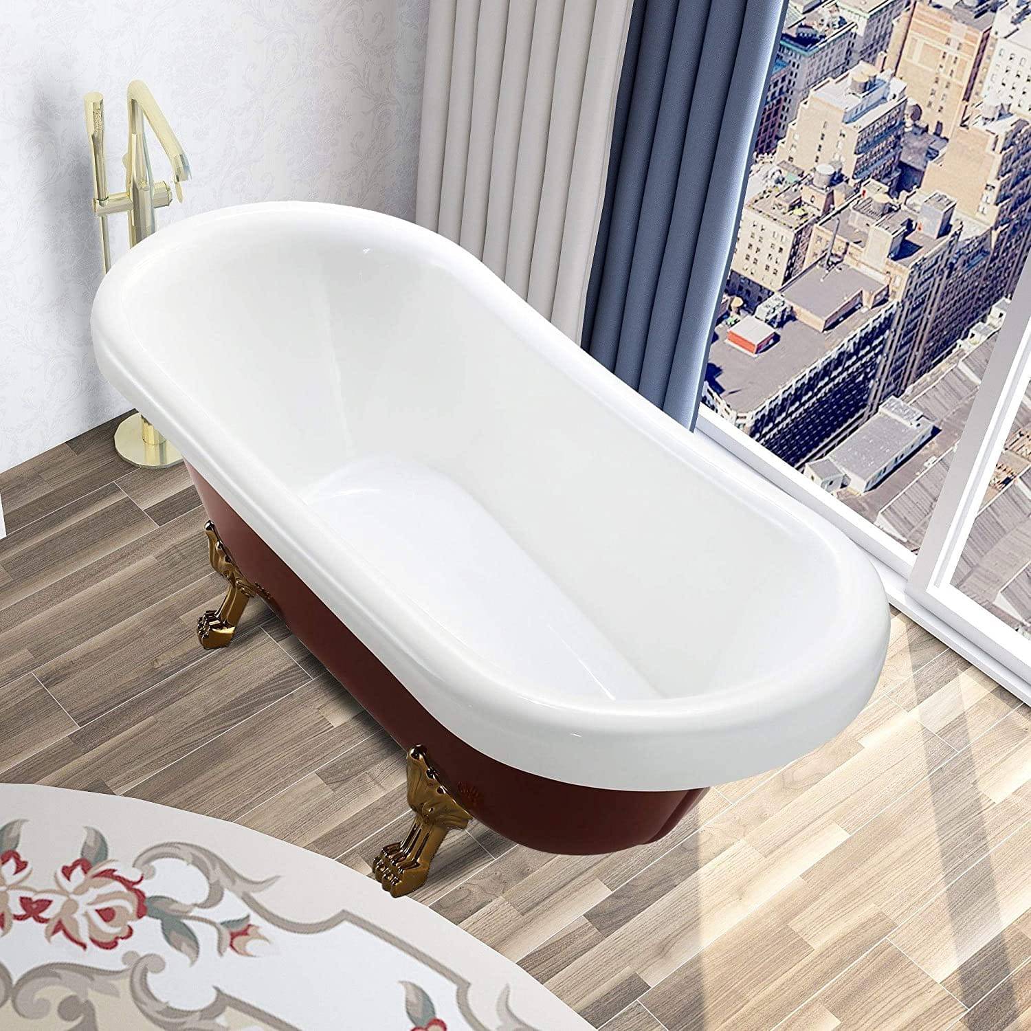66.9x31.5 in. Freestanding Red Acrylic Bathtub