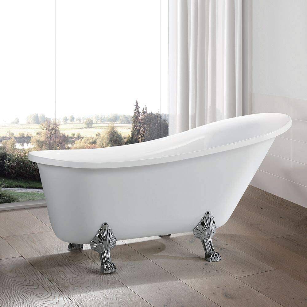 68.9x29.9 in. Freestanding White Acrylic Bathtub