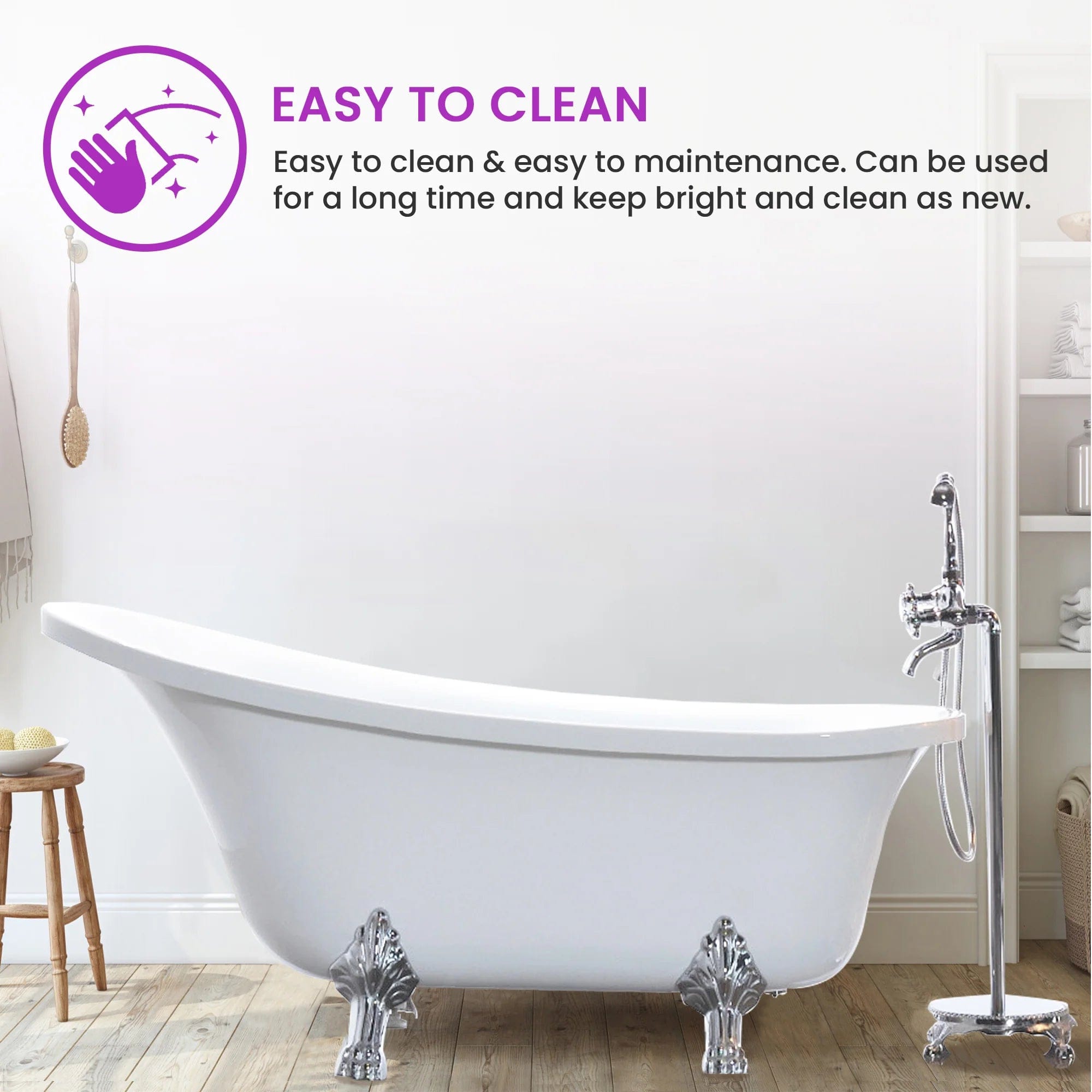 68.9x29.9 in. Freestanding White Acrylic Bathtub