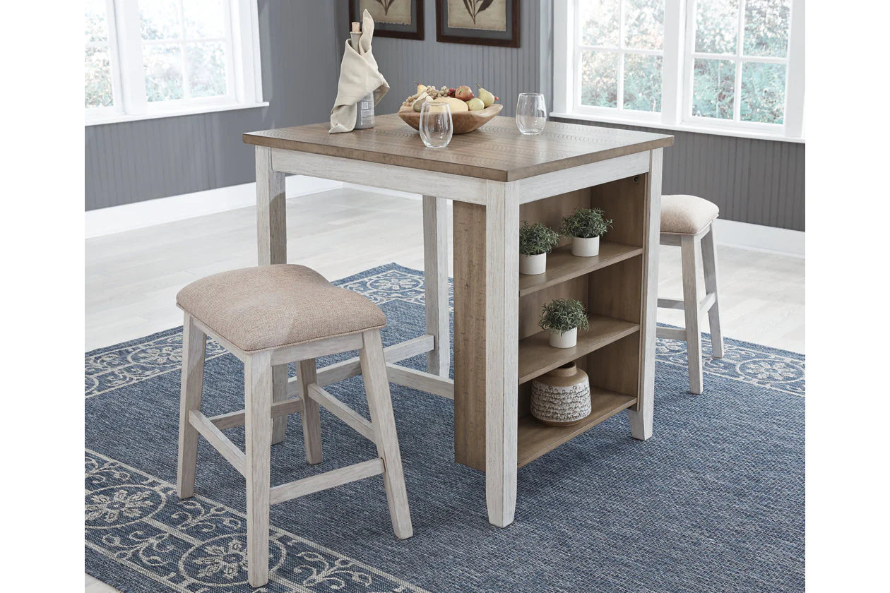 Skempton White/Light Brown 3-Piece Counter Height Set