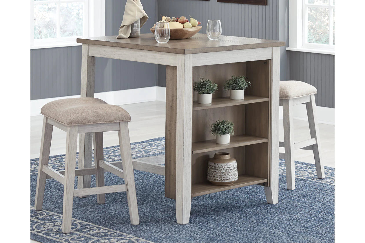 Skempton White/Light Brown 3-Piece Counter Height Set