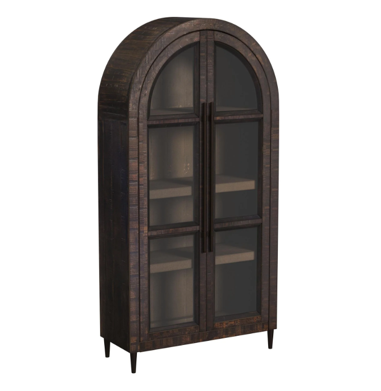 Vitrina Santiago con puerta de cristal arqueada - Espresso
